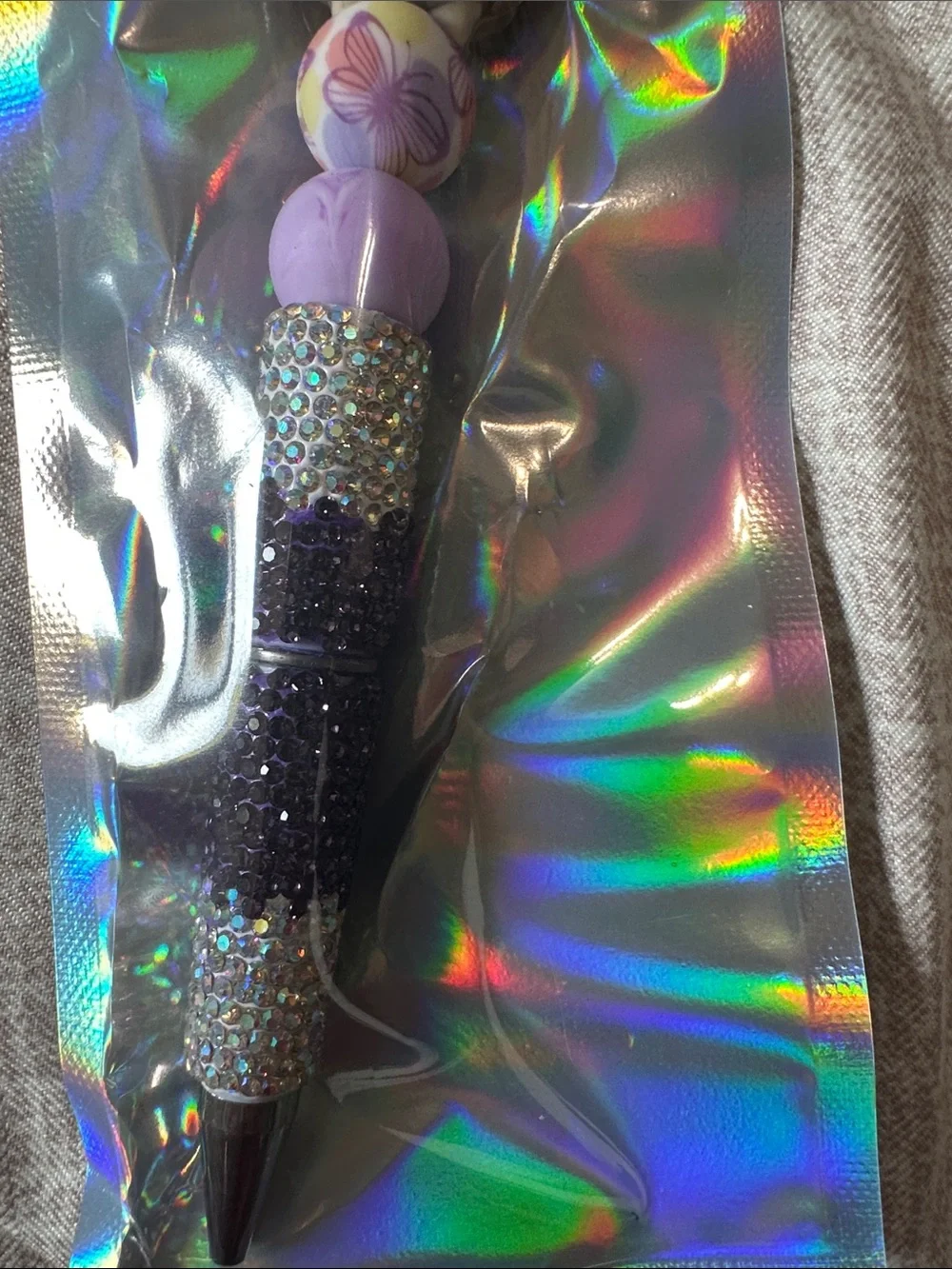 Purple Hedgehog Bead Top Kids Pen